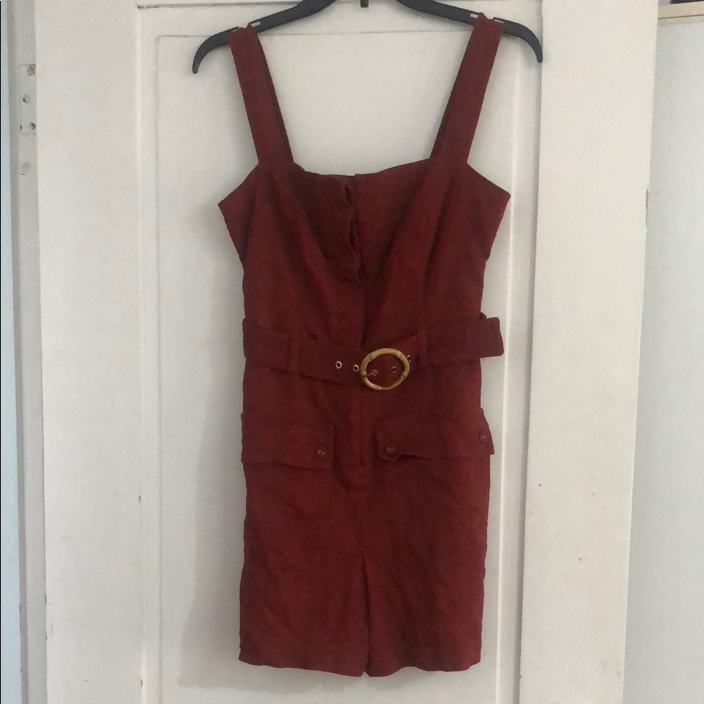 House of Harlow 1960 Red Linen Belted Romper